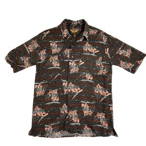 Harley-Davidson Motorcycle Button‎ Up Shirt Short Sleeve Havana Mens M Tall